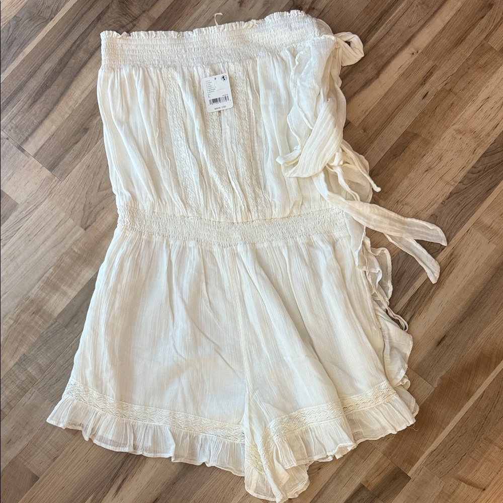 Free People Cream Off-Shoulder Romper